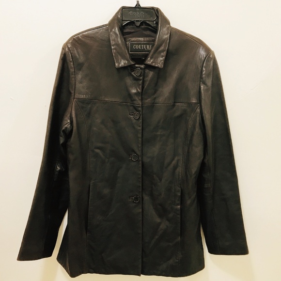 Couture by J.Park Lamb Leather Jacket L Brown Coat - Picture 2 of 8